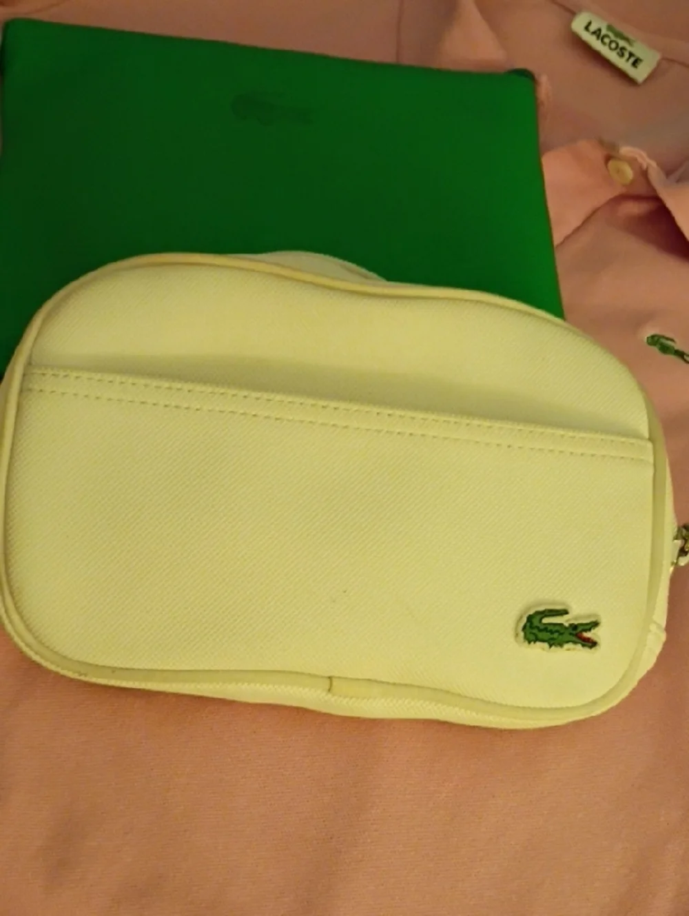 Lacoste White Pique Crossbody Pouch - Picture 9 of 11